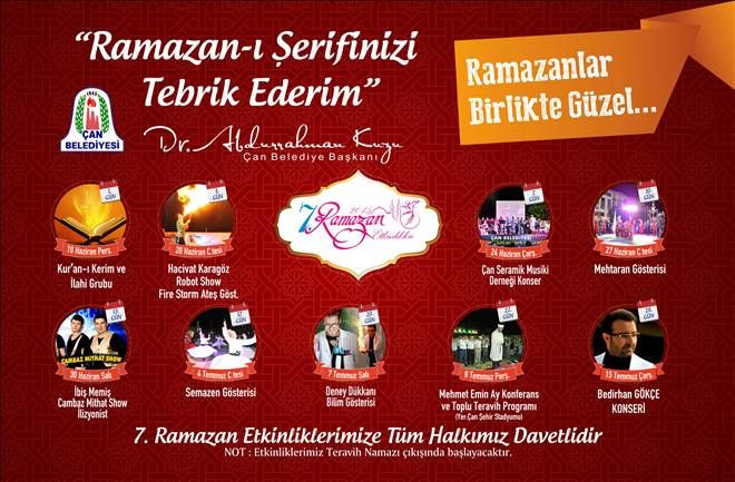 Çan Belediyesi 7.Ramazan Etkinlikleri Bugün Başlıyor