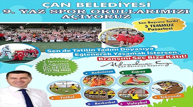 Çan Belediyesi 9. Yaz Spor Okulları Başlıyor