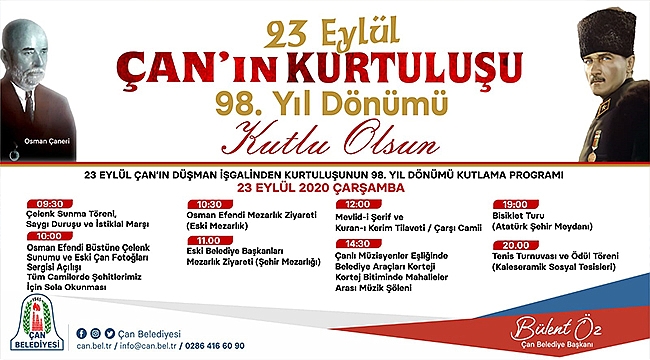 ÇAN'IN DÜŞMAN İŞGALİNDEN KURTULUŞUNUN 98. YIL DÖNÜMÜ KUTLANACAK