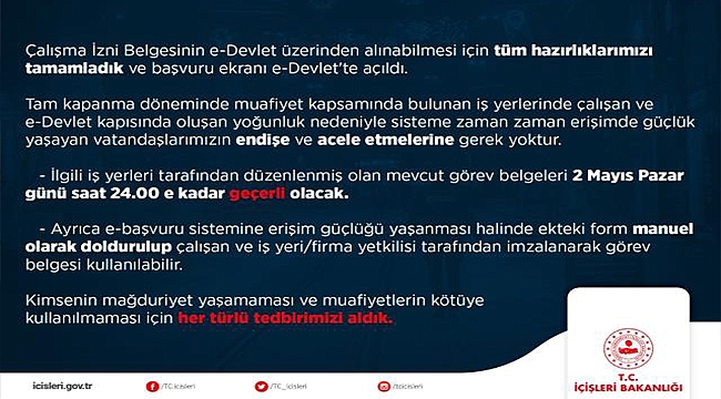 GÖREVLENDİRME BELGELERİ 2 MAYIS GECE YARISINA KADAR GEÇERLİ OLACAK