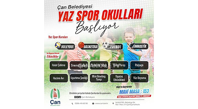 ÇAN BELEDİYESİ YAZ OKULLARI BAŞLIYOR