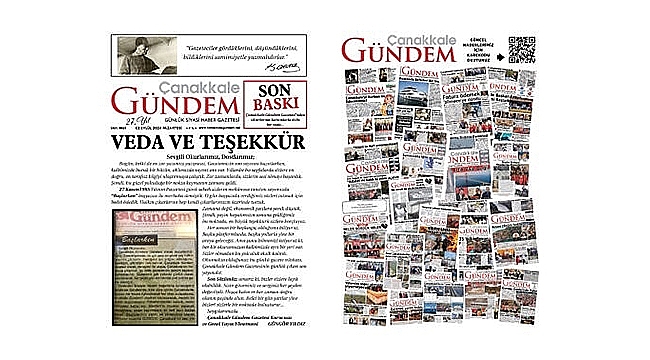 ÇANAKKALE GÜNDEM GAZETESİ'NDEN VEDA MESAJI