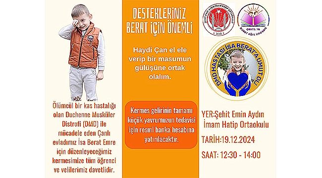 ÇAN'IN EVLADI İSA BERAT İÇİN KERMES DÜZENLENİYOR