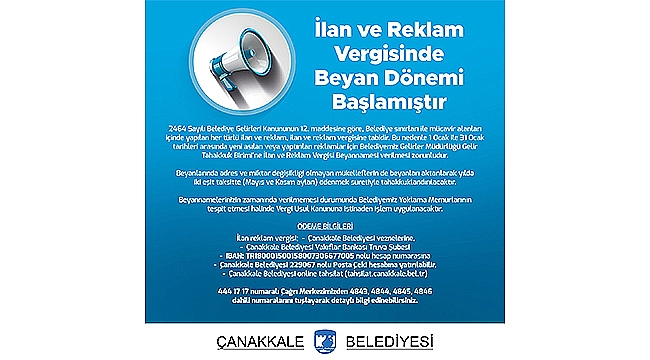 İLAN VE REKLAM VERGİSİNDE BEYAN DÖNEMİ BAŞLADI